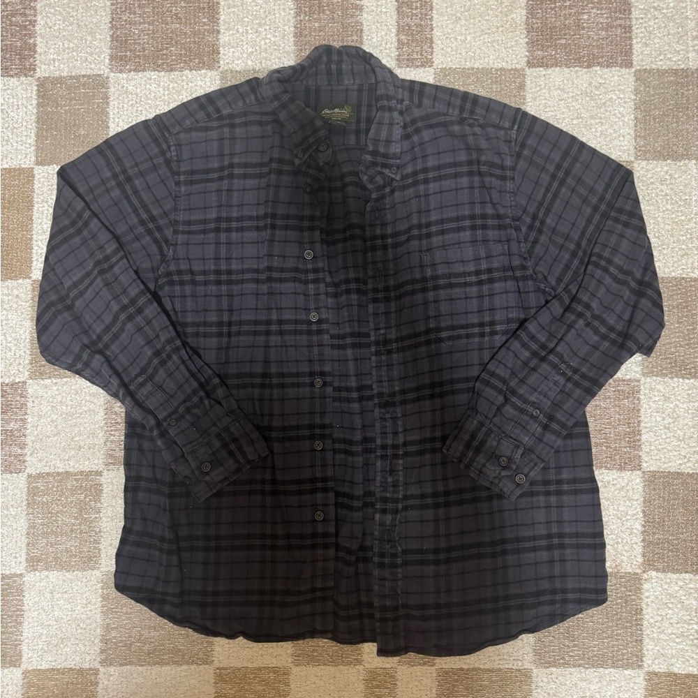 Eddie Bauer Men's Dark Plaid Shirt Jacket